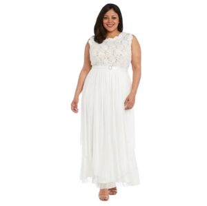 R&M Richards Women's Maxi Gown / Wedding Dress Ivory Taupe Plus Size 18